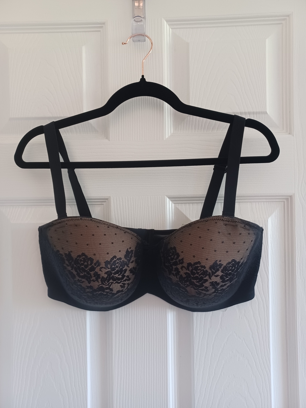 Soma Black  Lace Stunning Support Strapless Convertible Underwire Bra 38G